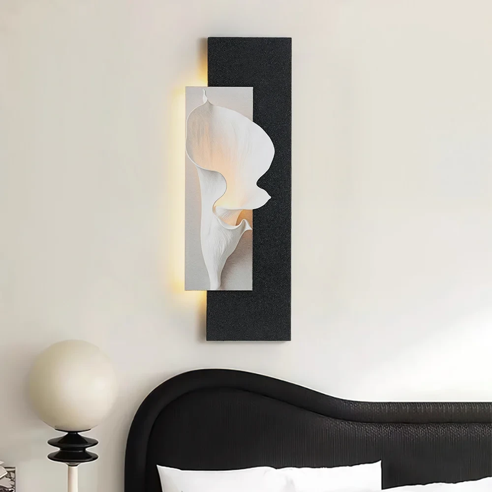 Siyah Beyaz Modern Kumtaşı Dokulu LED