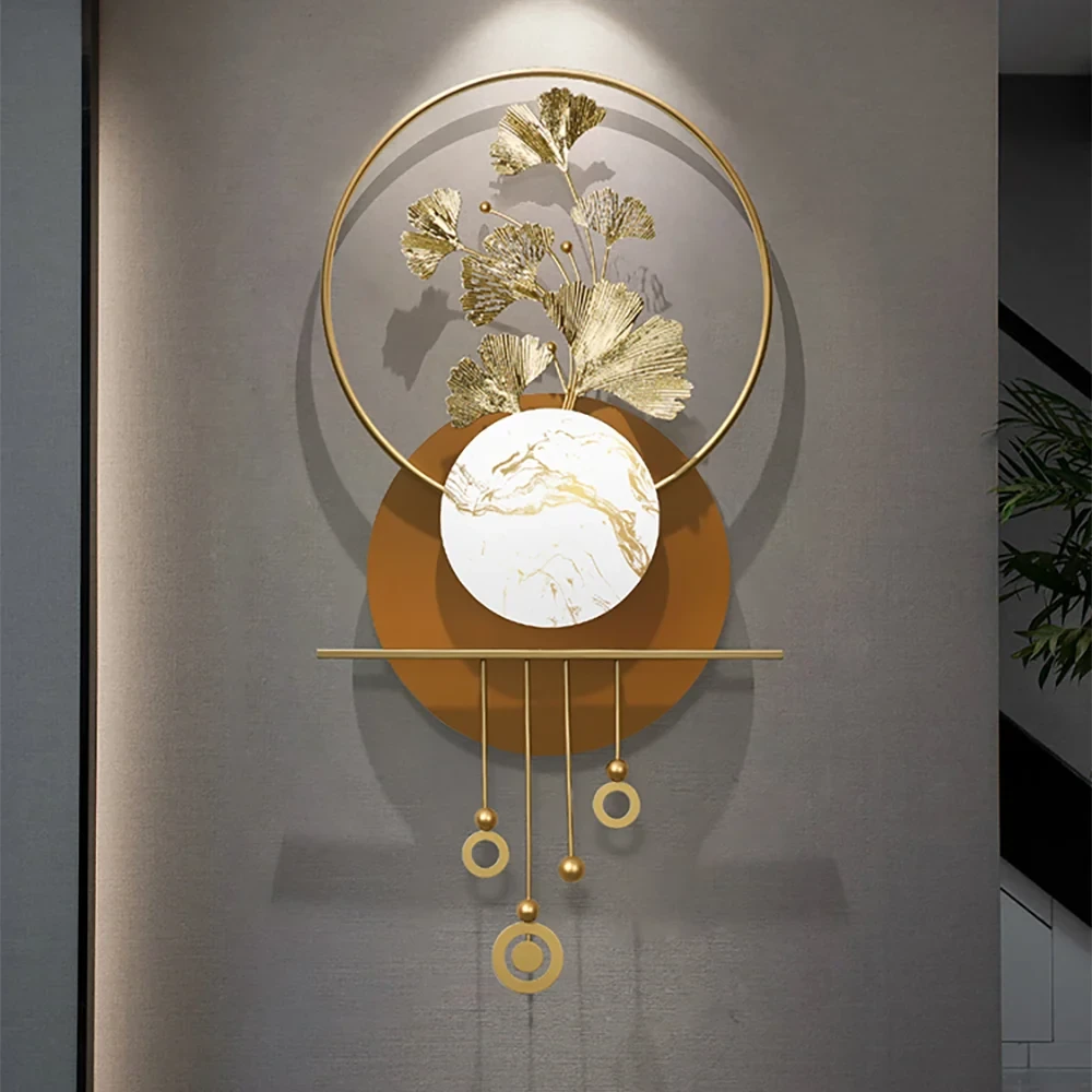 Modern 3D Altın Metal Ginkgo Yaprağı