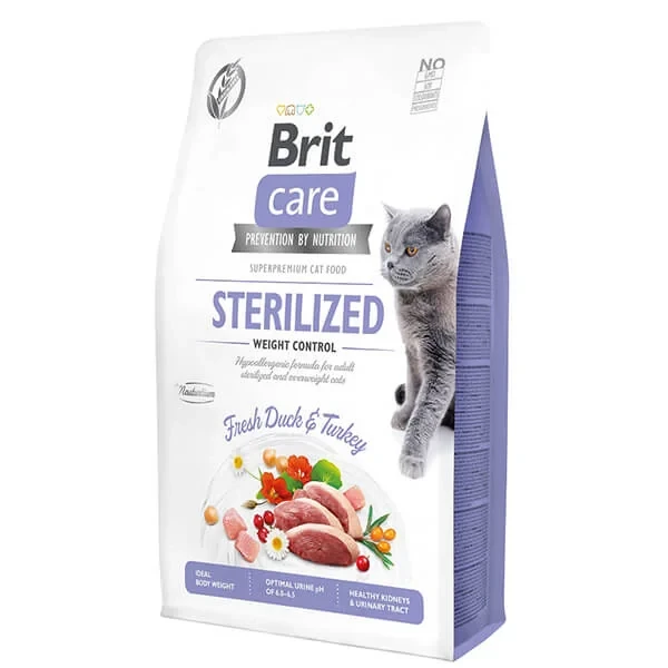 Brit Care Hipoalerjenik Sterilized Ördek ve Hindili Tahılsız Kısırlaştırılmış Kedi Maması 7KG
