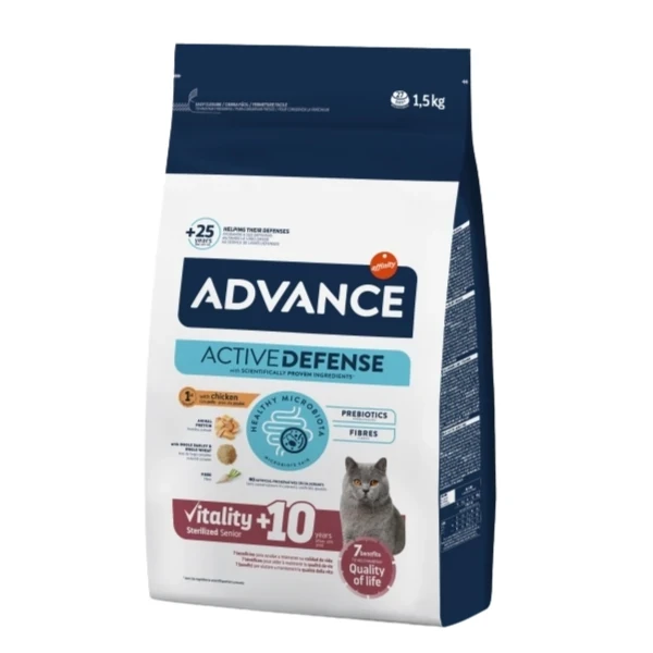 Advance Sterilised Senior +10 Yaş Kısırlaştırılmış Yaşlı Kedi Maması 1.5KG