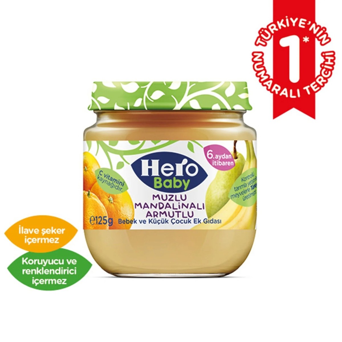 Hero Baby Muzlu Mandalinalı Armutlu Kavanoz Mama 125 gr