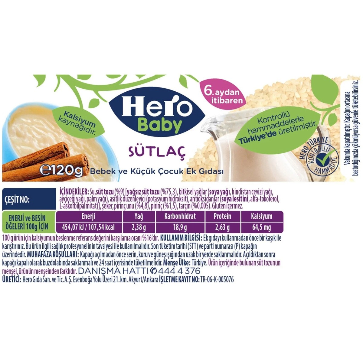 Hero Baby Sütlaç Kavanoz Mama 120 gr