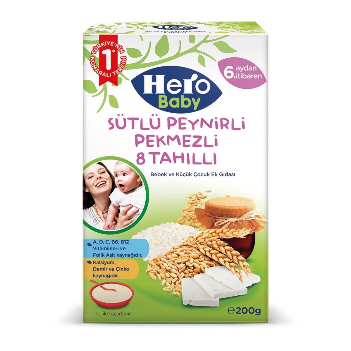 Hero Baby Sütlü Peynirli Pekmezli 8 Tahıllı Kaşık Maması 200 gr