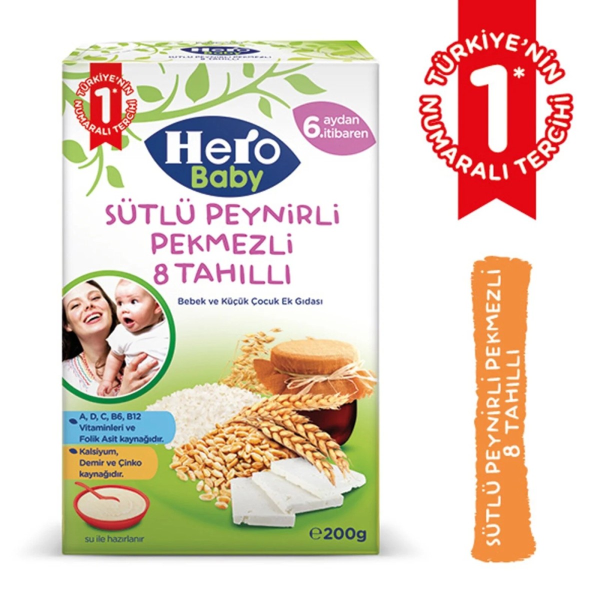 Hero Baby Sütlü Peynirli Pekmezli 8 Tahıllı Kaşık Maması 200 gr