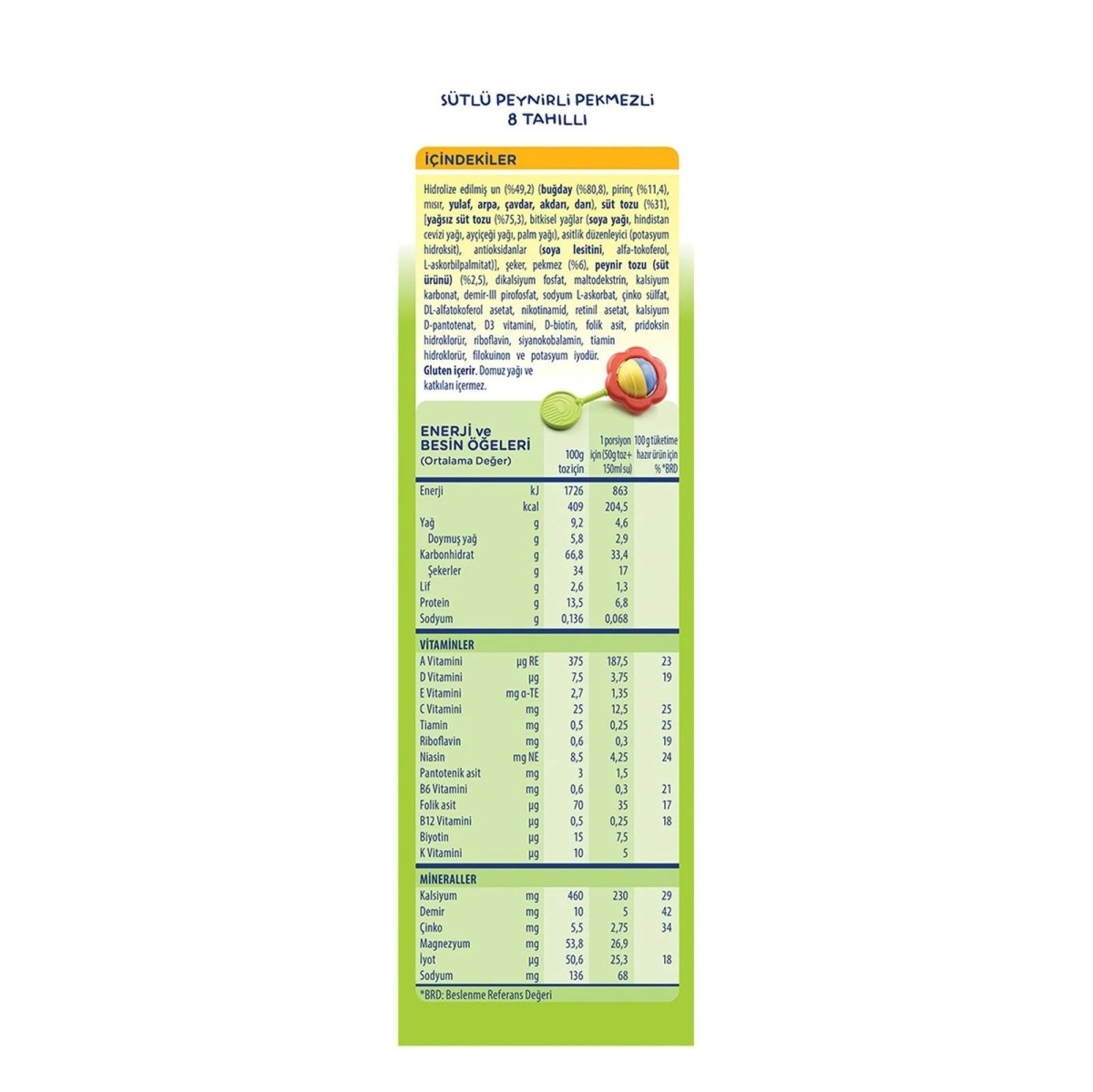 Hero Baby Sütlü Peynirli Pekmezli 8 Tahıllı Kaşık Maması 200 gr