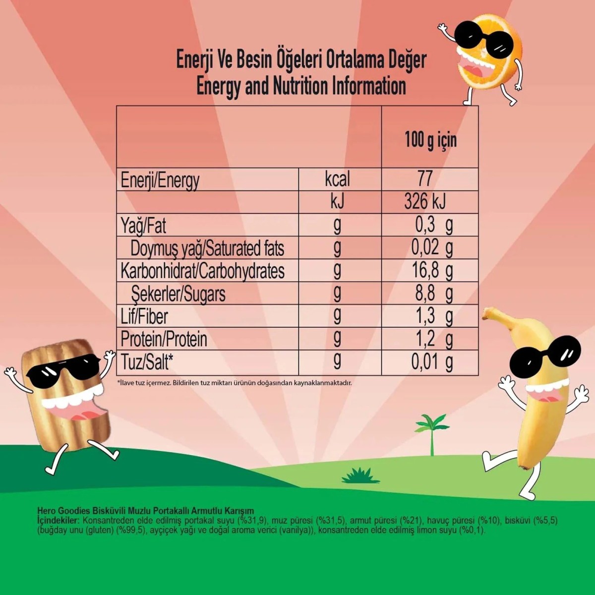 Hero Goodies Bisküvi Muz Portakal Püresi 100 Gr