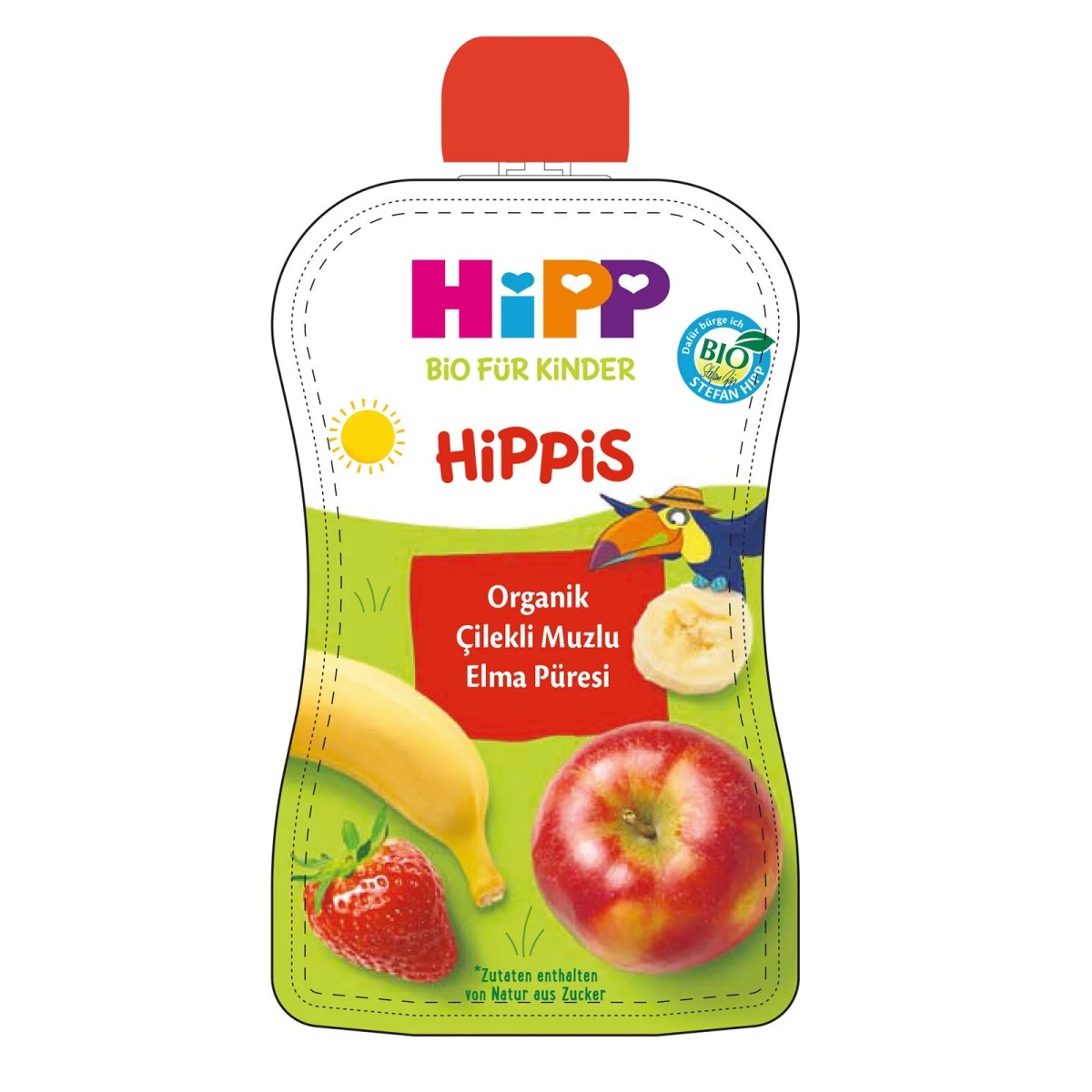 HiPP Organik Çilekli Muzlu Elmalı Meyve Püresi 100 gr