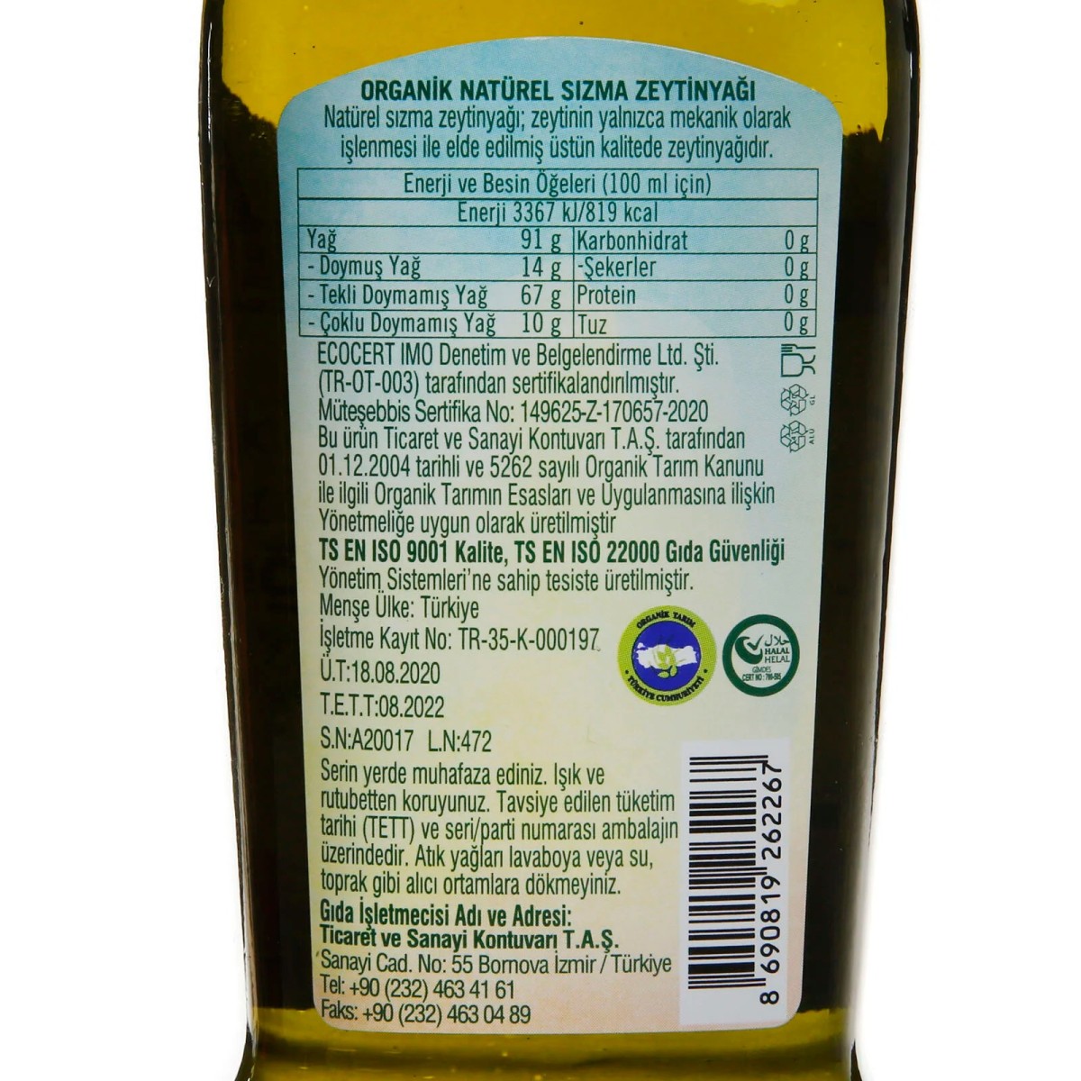 Kristal Organik Natürel Sızma Zeytinyağı 250 ml