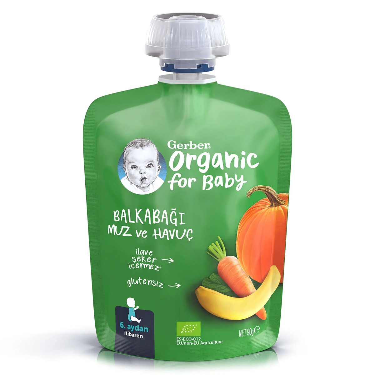 Gerber Organik Balkabaklı Muzlu Havuçlu Meyve Püresi 90 gr