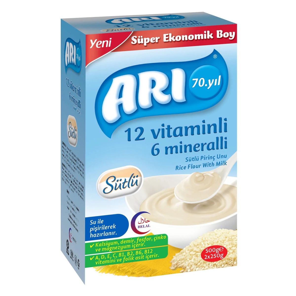 Arı 12 Vitaminli 6 Mineralli 2'li Sütlü Pirinç Unu 500 gr