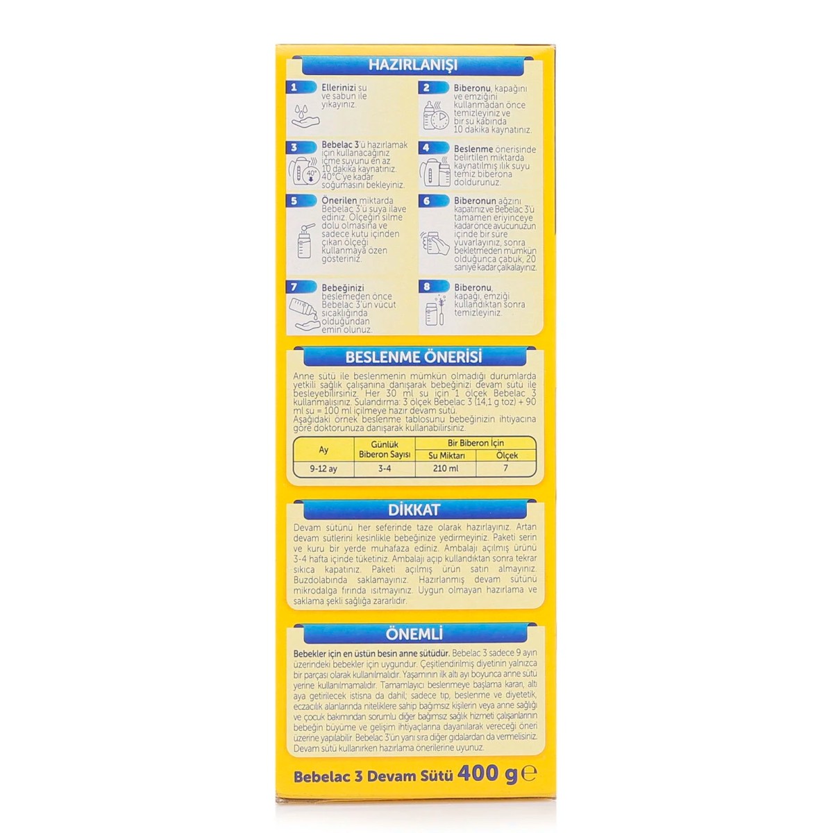 Bebelac 3 Devam Sütü 400 gr 9-12 Ay