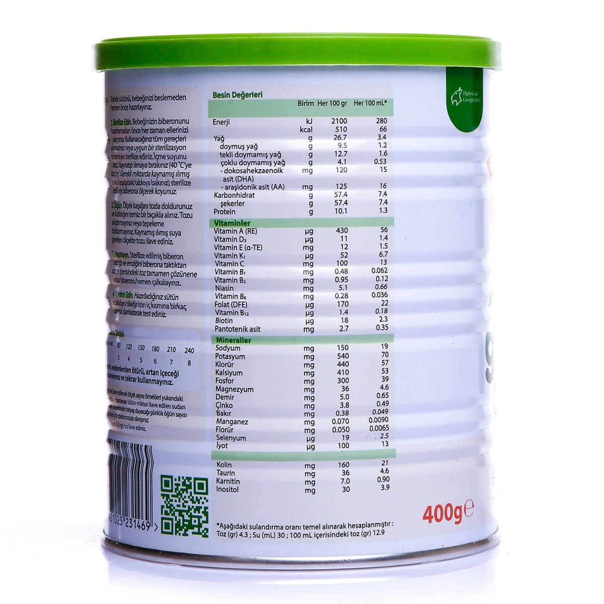 Golden Goat 1 Keçi Sütlü Bebek Sütü 400 gr 0-6 Ay