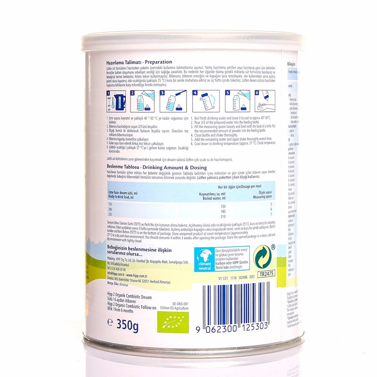 HiPP 2 Organik Combiotic Devam Sütü 350 gr 6-12 Ay