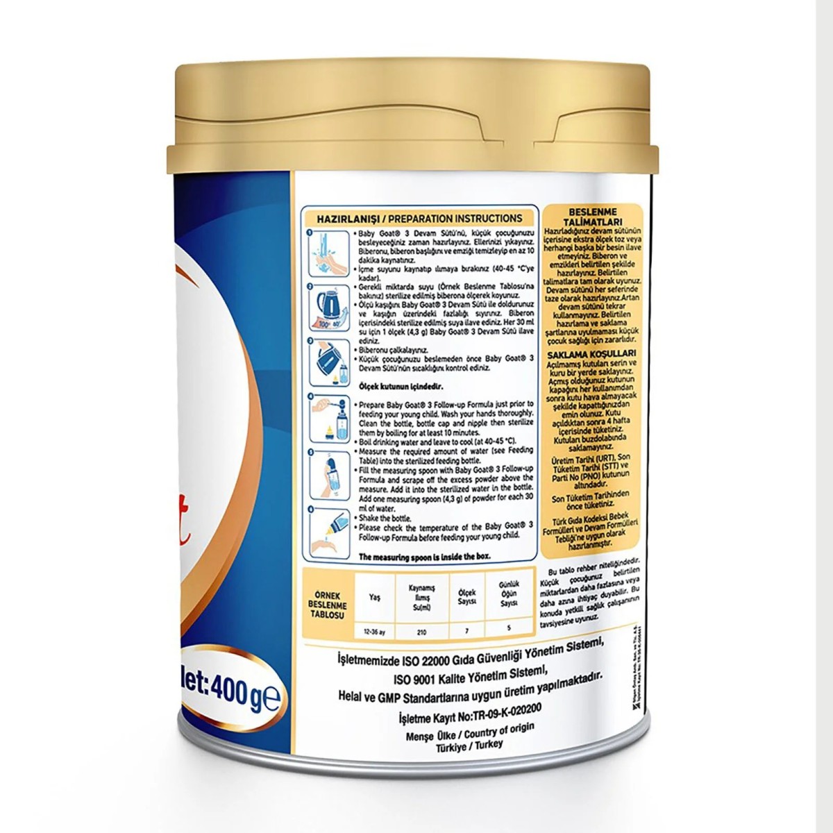 Baby Goat 3 Keçi Sütlü Devam Sütü 400 gr 1-3 Yaş