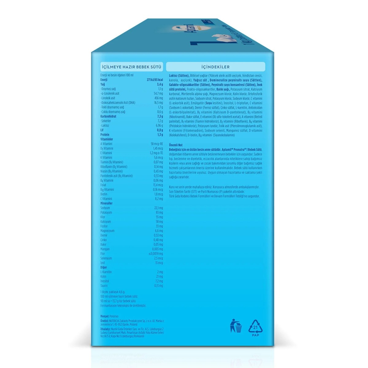 Aptamil 1 Bebek Sütü 1000 gr 0-6 Ay