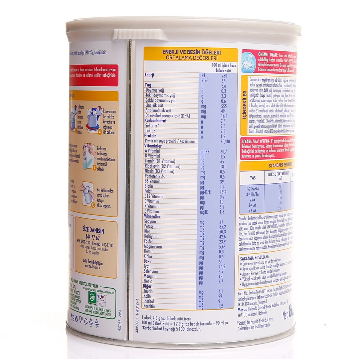 SMA Optipro Probiyotik 1 Bebek Sütü 800 gr 0-6 Ay