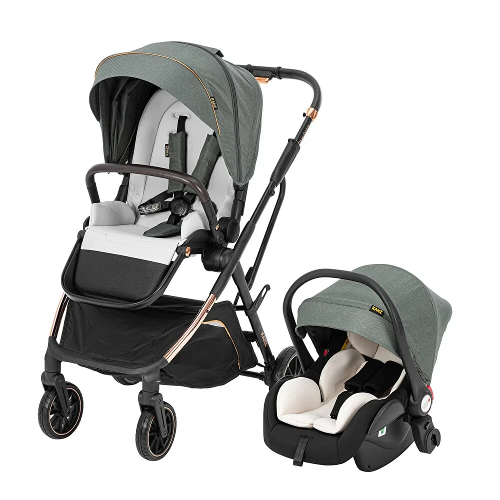 Okie Dokie Travel Sistem Bebek Arabası Tek Elle Katlanabilir Çift Yönlü 0-4 Yaş 22 Kg Gri