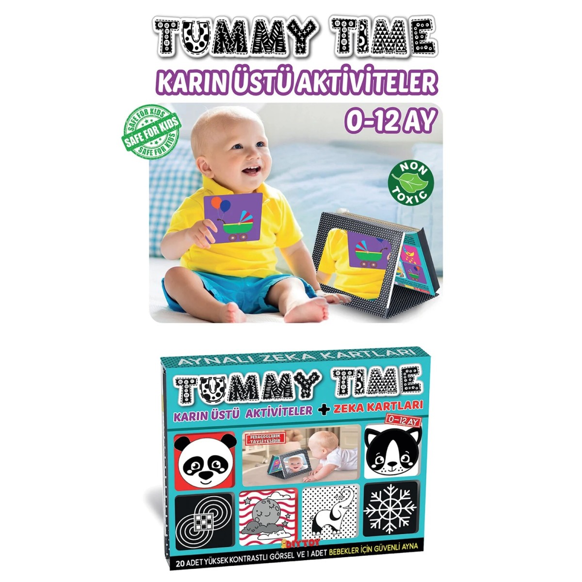 Baby toys Tummy Time Zeka Kartları Güvenli Bebek Aynası