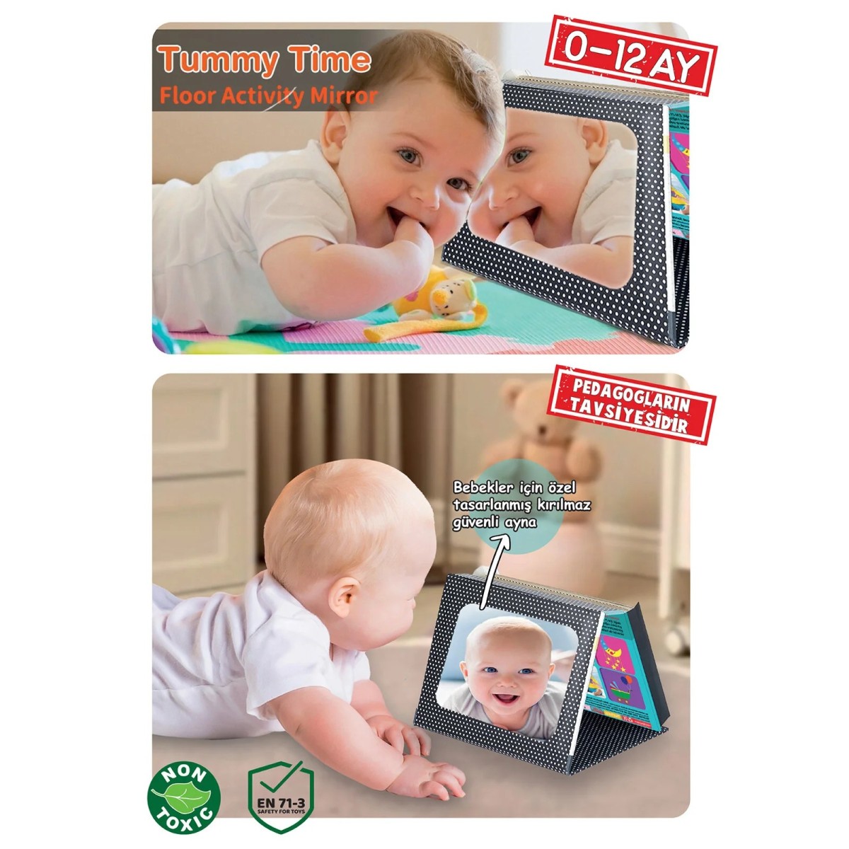 Baby toys Tummy Time Zeka Kartları Güvenli Bebek Aynası