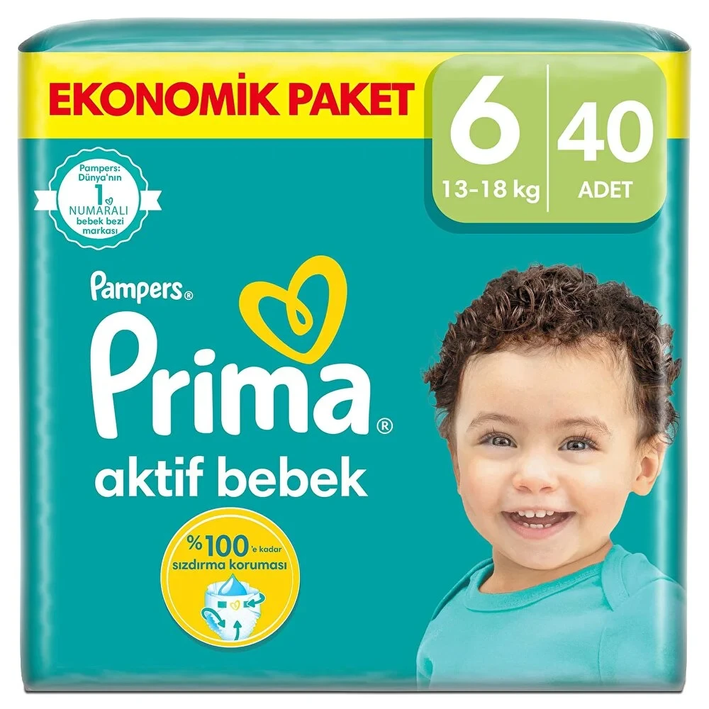 Bebek Bezi Aktif Bebek 6 Beden Ekstra Large Ekonomik Paketi 13-18 kg 40 Adet