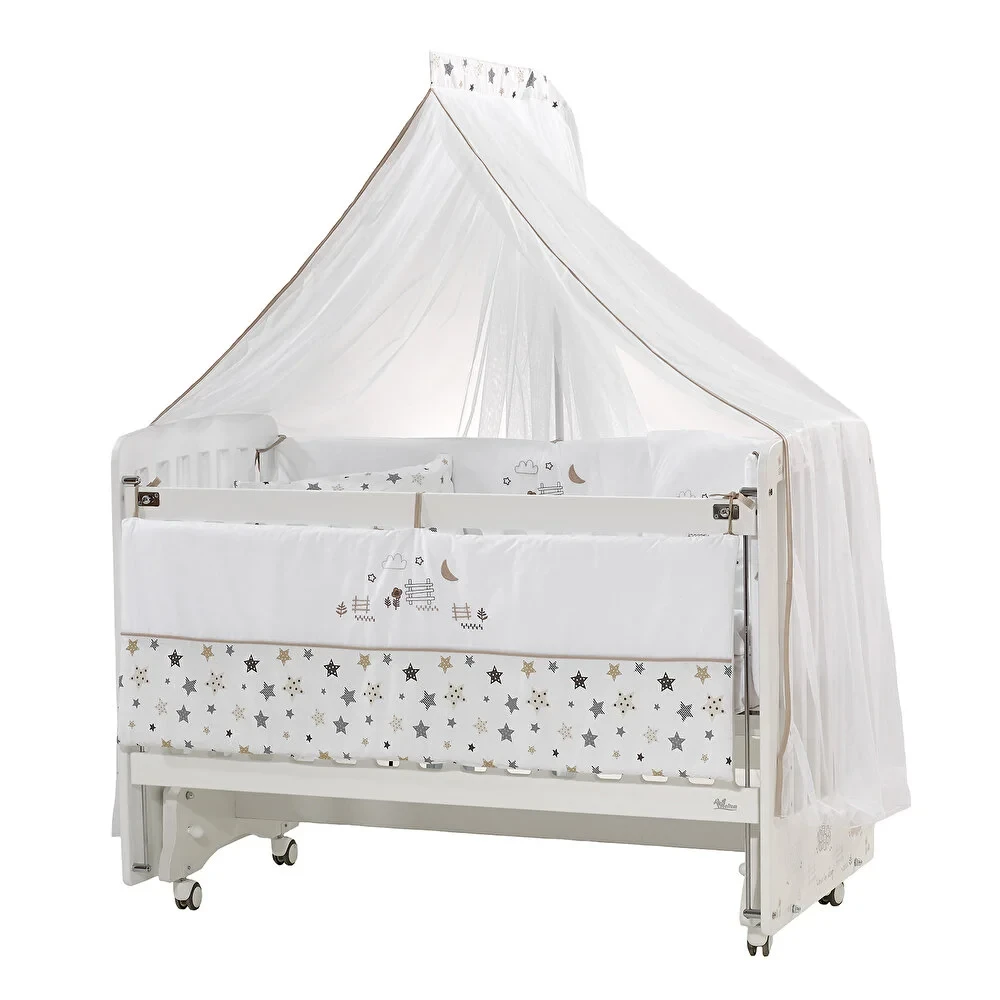 Woody Anne Yanı Ahşap Sallanır ve Asansörlü Beşik Beşik 60x120 cm