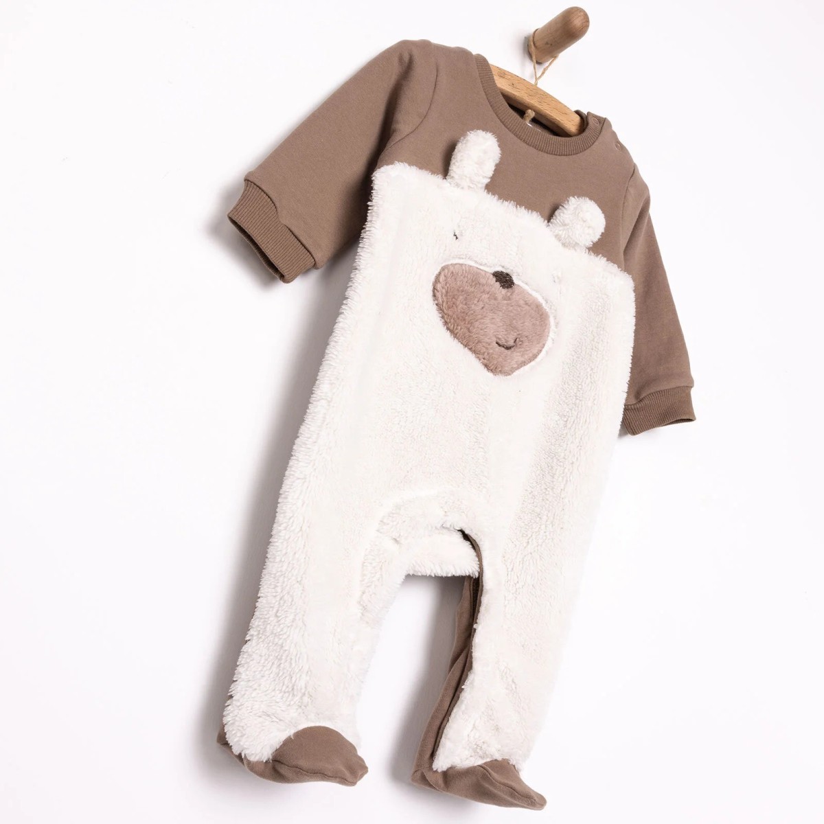 HelloBaby Yenidoğan Fügürlü Peluş Patikli Tulum Unisex