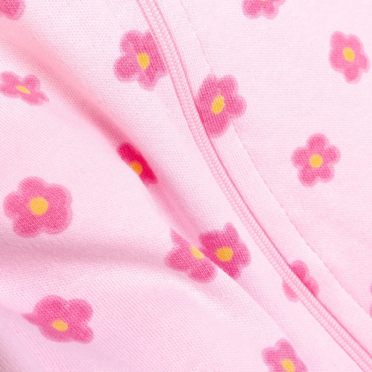 HelloBaby Yenidoğan Kız Bebek Patikli Tulum İnterlok Çiçek Desenli Pembe