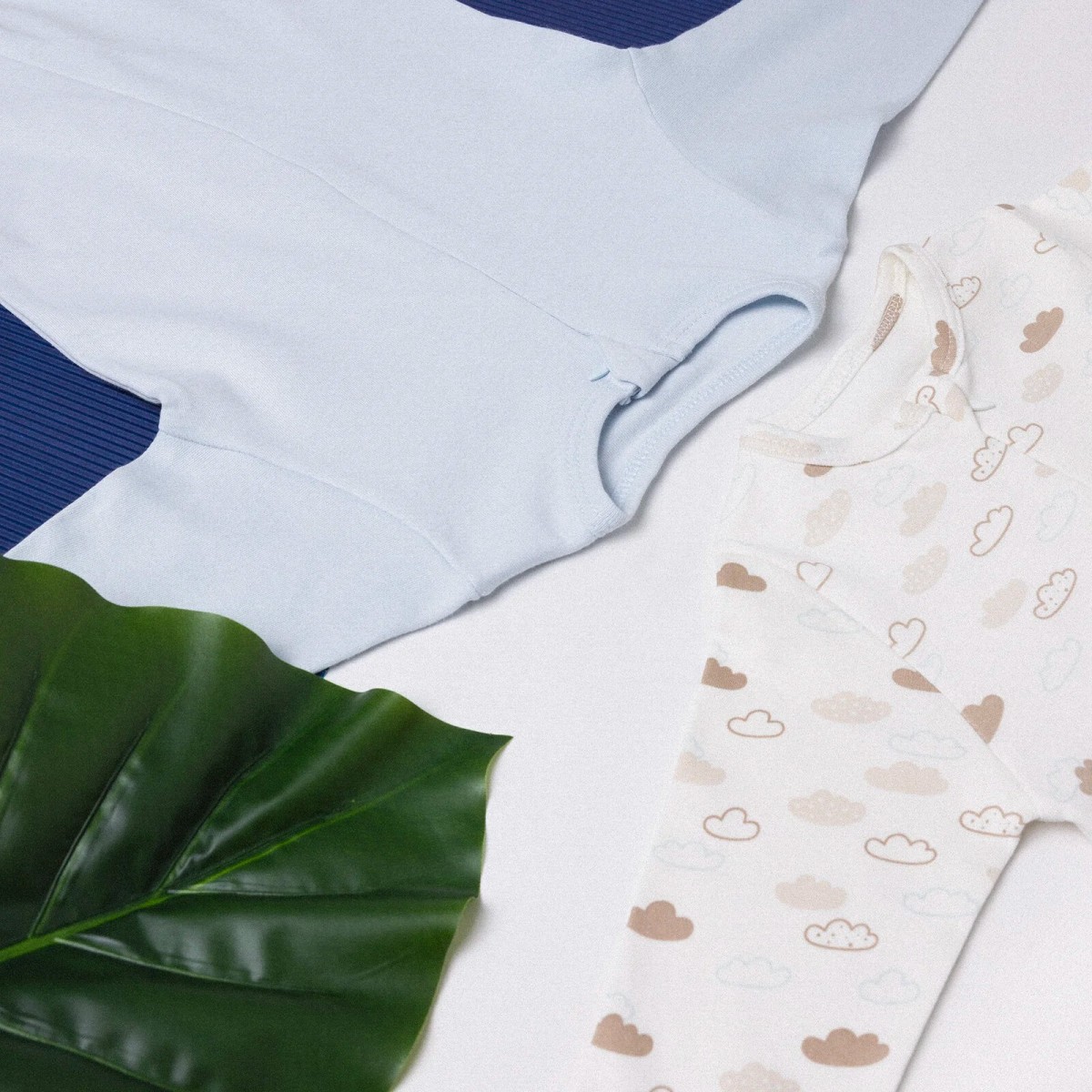 HelloBaby Yenidoğan Erkek Bebek 2li Patikli Tulum İnterlok Bisiklet Yaka Uzun Kol Mavi