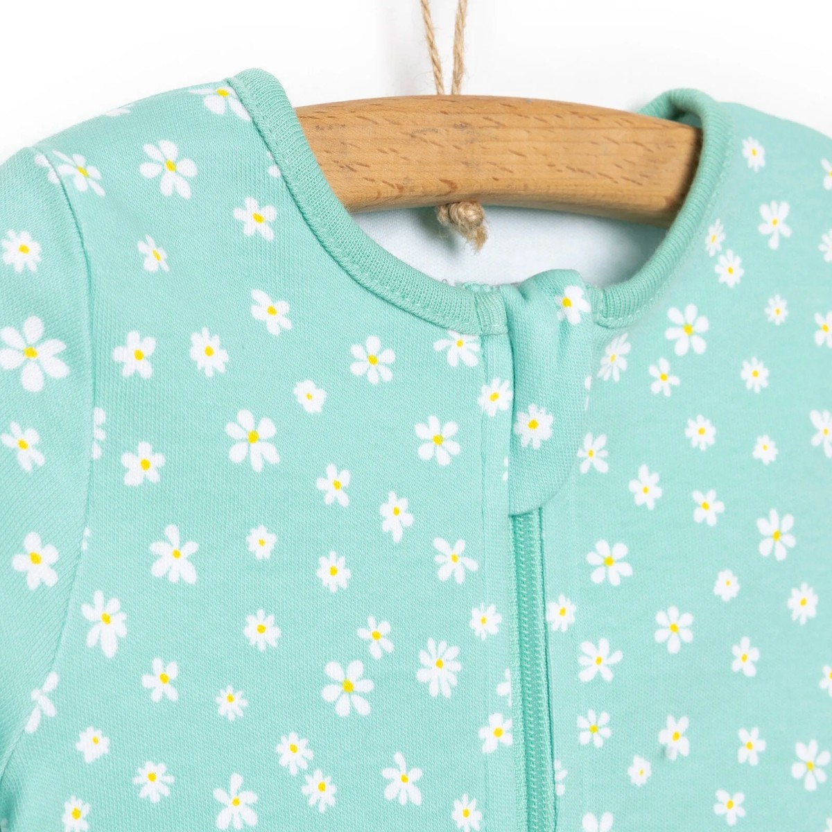 HelloBaby Yenidoğan Çiçekli Uzun Kollu Fermuarlı Patikli Tulum Kız Bebek