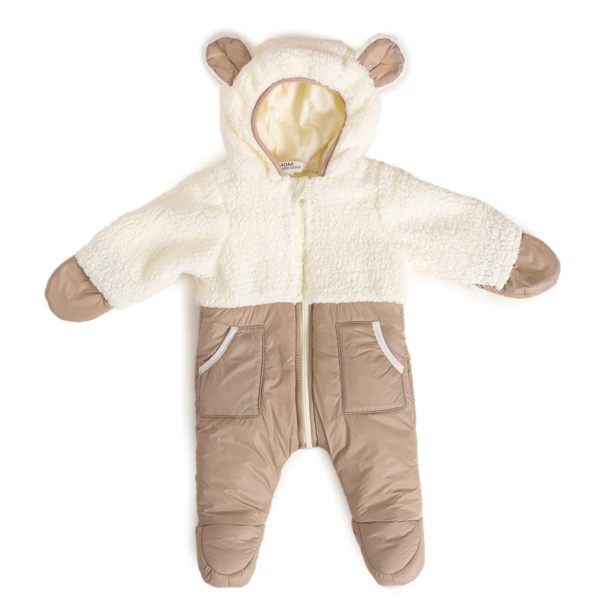 Midimod Yenidoğan Erkek Bebek Patikli Tulum Wellsoft Ekru