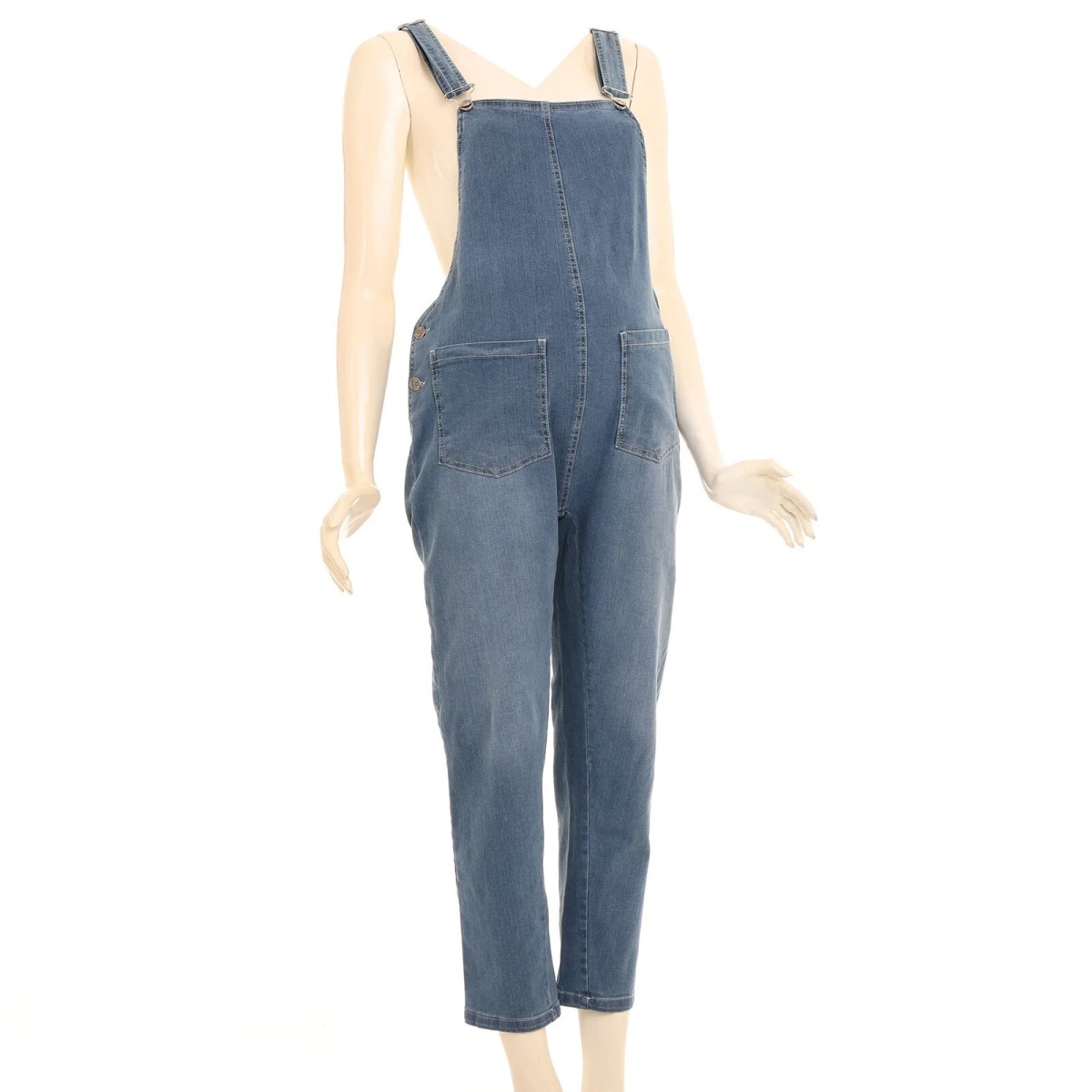 Overdo Anne Giyim Hamile Salopet Denim Rahat Kalıp Mavi