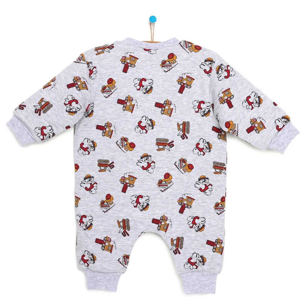 HelloBaby Erkek Bebek Uyku Tulumu İnterlok Bebe Yaka Ribanalı Paça Uzun Kol Kar Melanj