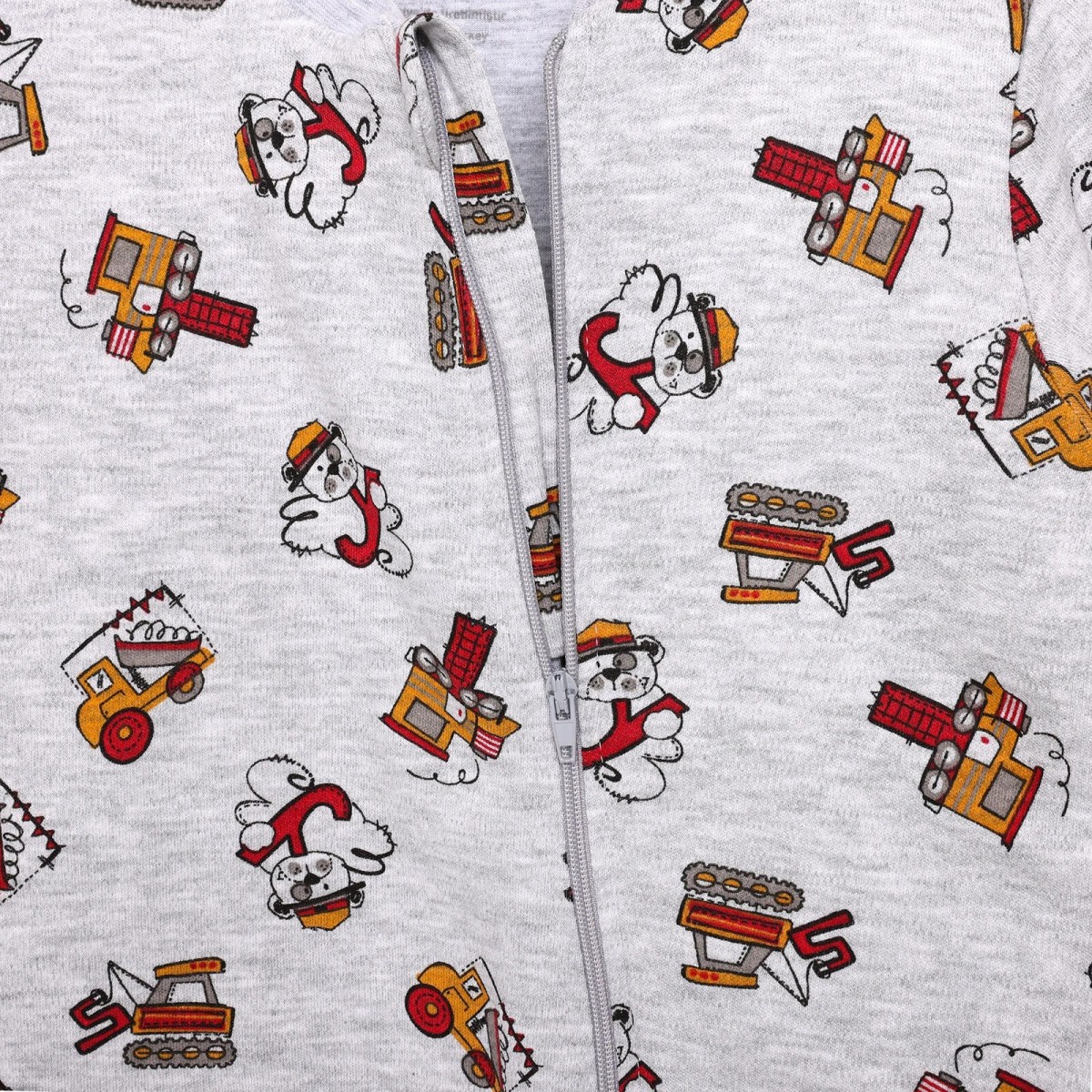 HelloBaby Erkek Bebek Uyku Tulumu İnterlok Bebe Yaka Ribanalı Paça Uzun Kol Kar Melanj