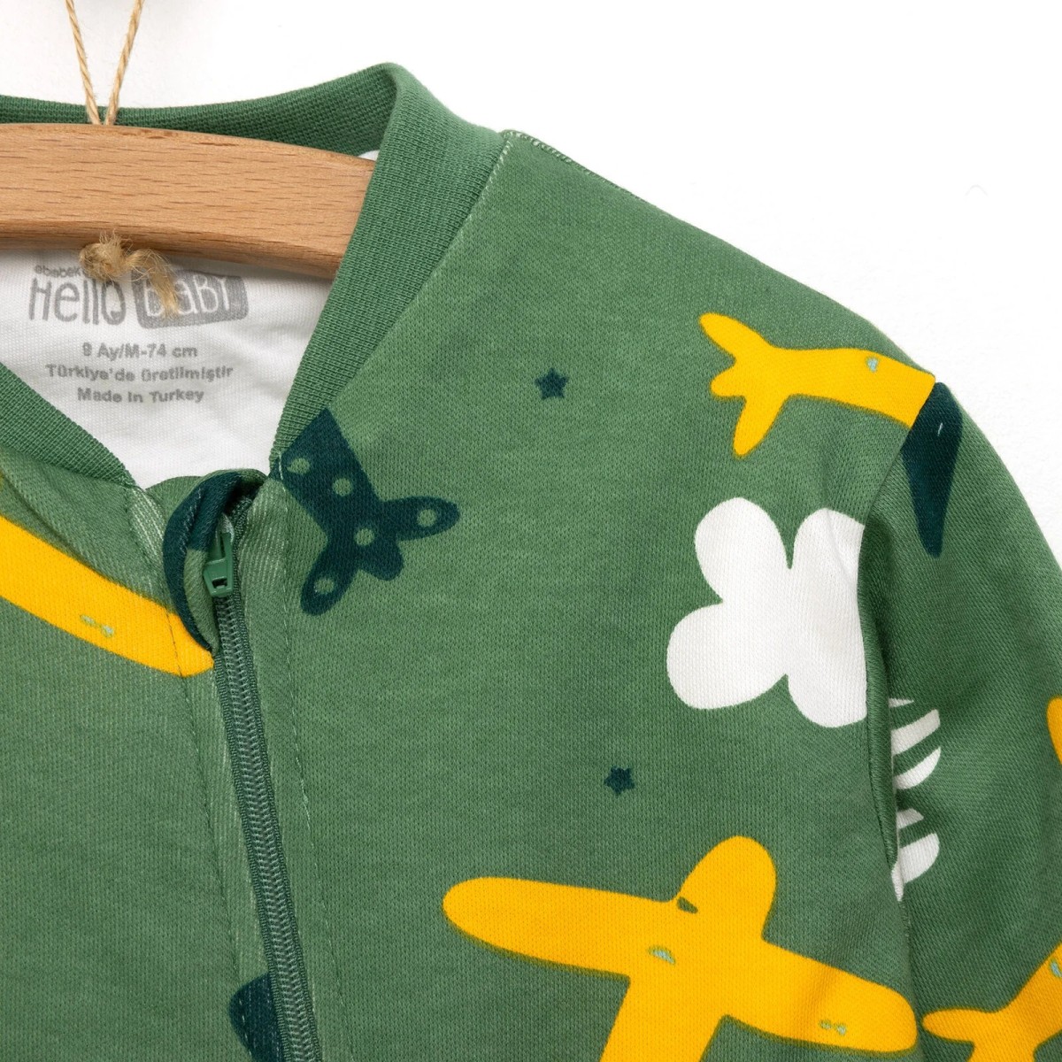 HelloBaby Erkek Bebek Uyku Tulumu Bisiklet Yaka Ribanalı Paça Haki