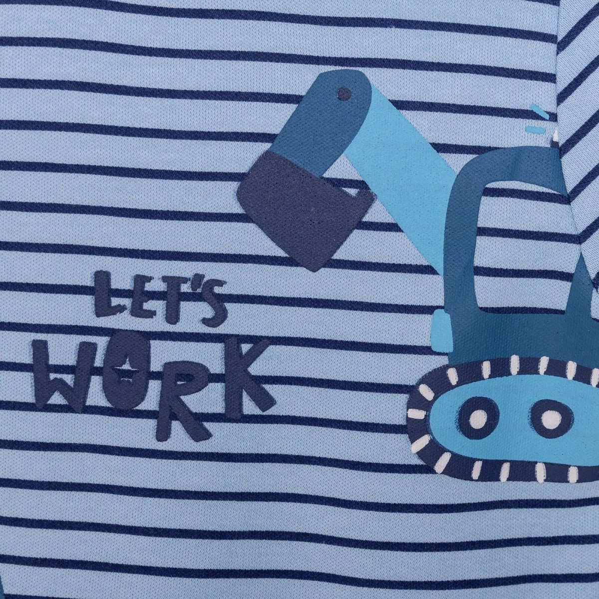 HelloBaby Erkek Bebek Pijama Takımı İnterlok Kepçe Desenli Bisiklet Yaka Ribanalı Paça Uzun Kol Koyu Mavi