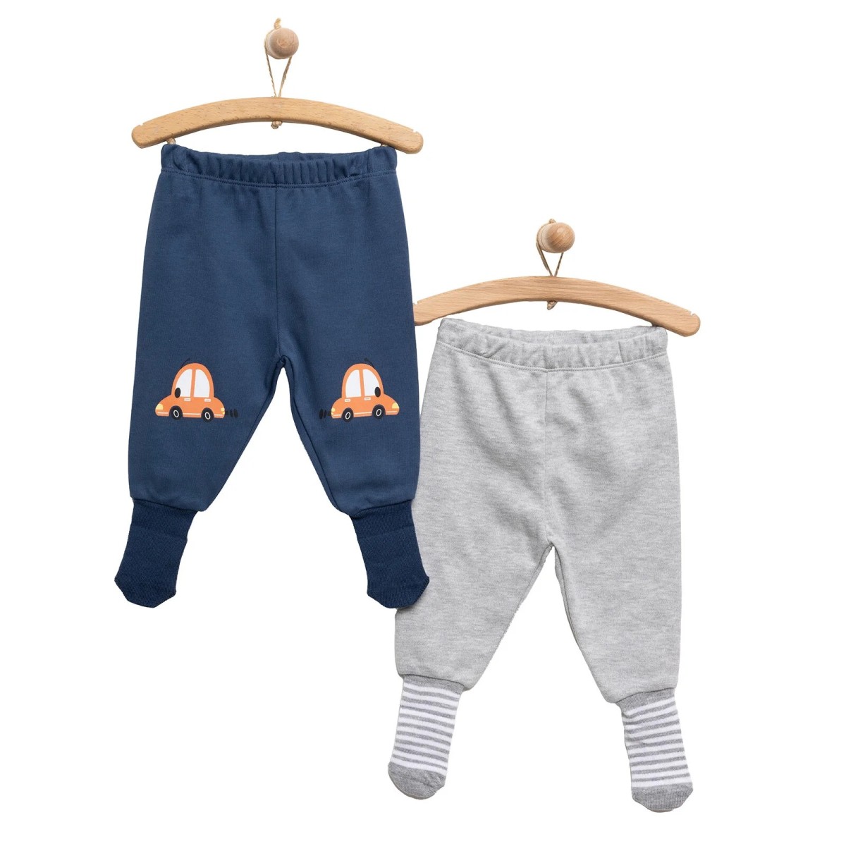 HelloBaby Erkek Bebek 2li Çoraplı Pantolon İnterlok Lacivert