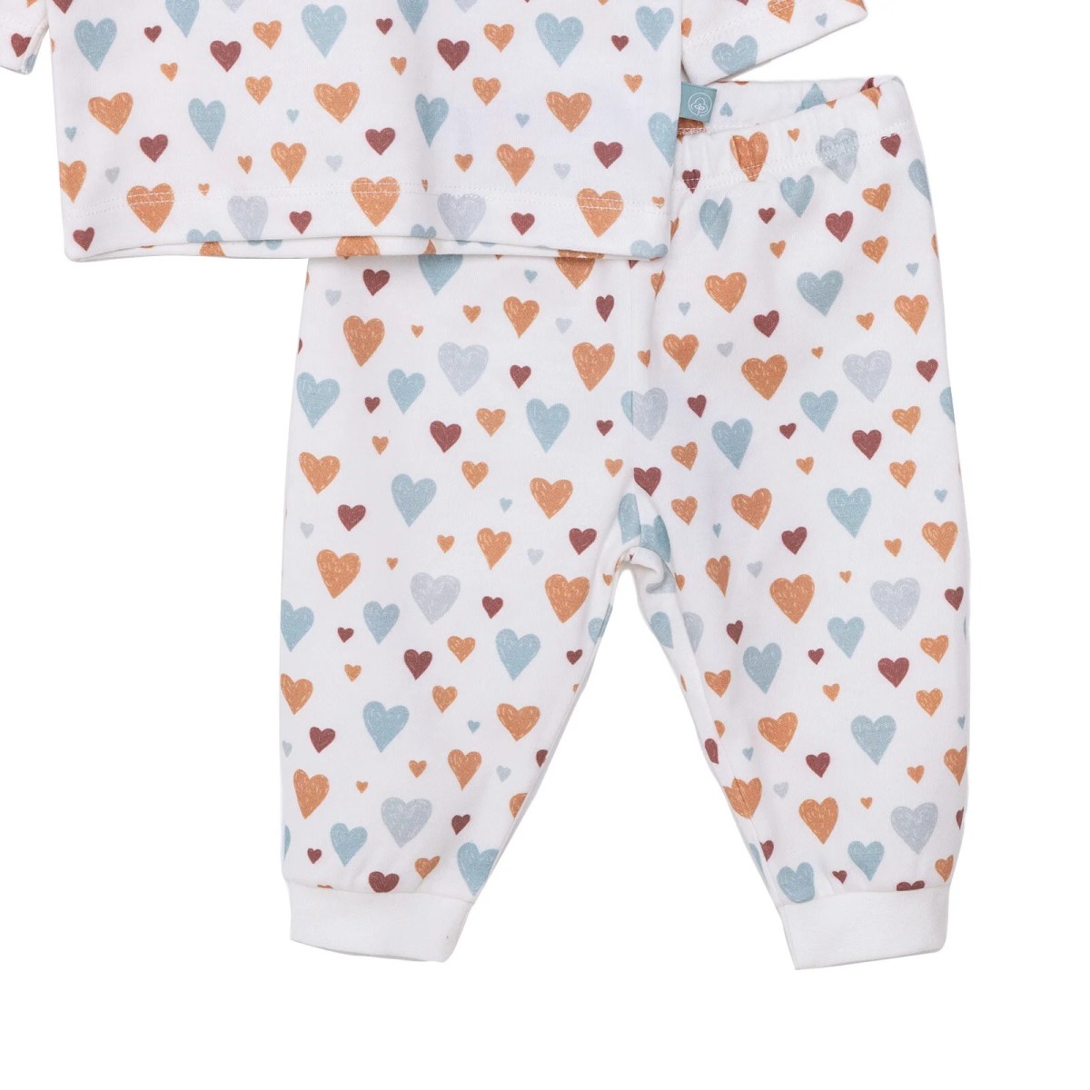 Pambuliq Kız Bebek Pijama Takımı İnterlok Organik Çıtçıtlı Bisiklet Yaka Ribanalı Paça Uzun Kol Bej